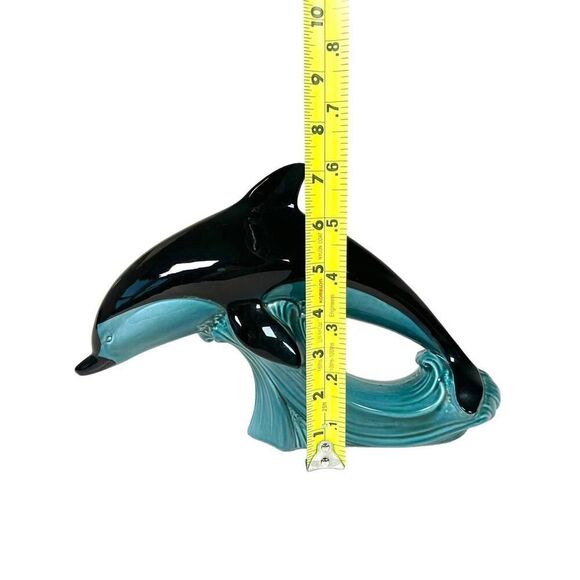 Poole Pottery Dolphin Figurine Large 11 ” Vtg 60’s Mid Century Modern Teal Black - Picture 6 of 7